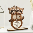 Gift For Couples, Gift For Women, Gift For Men, Gift For Boyfriend, Gift For Girlfriend, Gift For Wife, Gift For Husband, Funny, Love - 3D Effect Couple Raccoon You're Weird I'll Keep You - Personalized Custom Shaped 2-Layered Wooden Plaque