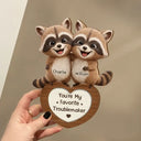 Gift For Couples, Gift For Women, Gift For Men, Gift For Boyfriend, Gift For Girlfriend, Gift For Wife, Gift For Husband, Funny, Love - 3D Effect Couple Raccoon You're Weird I'll Keep You - Personalized Custom Shaped 2-Layered Wooden Plaque