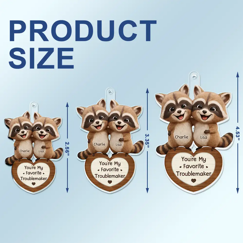 Gift For Couples,Gift For Women,Gift For Men,Gift For Boyfriend,Gift For Girlfriend,Gift For Wife,Gift For Husband,Funny,Love - 3D Effect Couple Raccoon You're Weird I'll Keep You - Personalized Acrylic Car Hanger