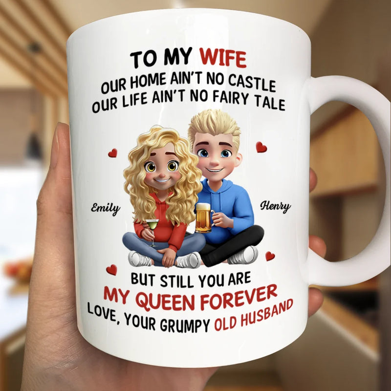 Gift For Couples,Old Couples,Gift For Women,Gift For Wife,Love,Top Market - 3D Effect Couple To My Wife Our Home Ain't No Castle - Personalized Mug