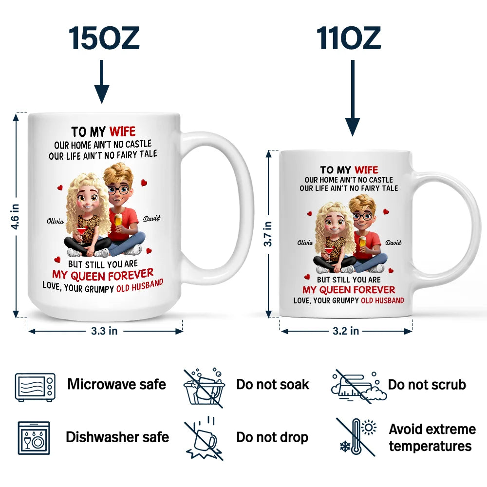 Gift For Couples,Old Couples,Gift For Women,Gift For Wife,Love,Top Market - 3D Effect Couple To My Wife Our Home Ain't No Castle - Personalized Mug