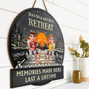 Outdoor Decor, Gift For Couples, Vector, Happy - 3D Effect Couple Welcome To Our Lake House - Personalized Custom Shaped Wood Sign