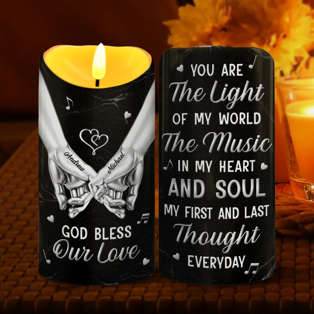 Top Market,Gift For Couples,Old Couples,Gift For Women,Gift For Men,LGBT,Love,Gift For Husband,Gift For Wife,Gift For Boyfriend,Gift For Girlfriend - 3D Effect Couple You Are The Light Of My World - Personalized Flameless LED Candle