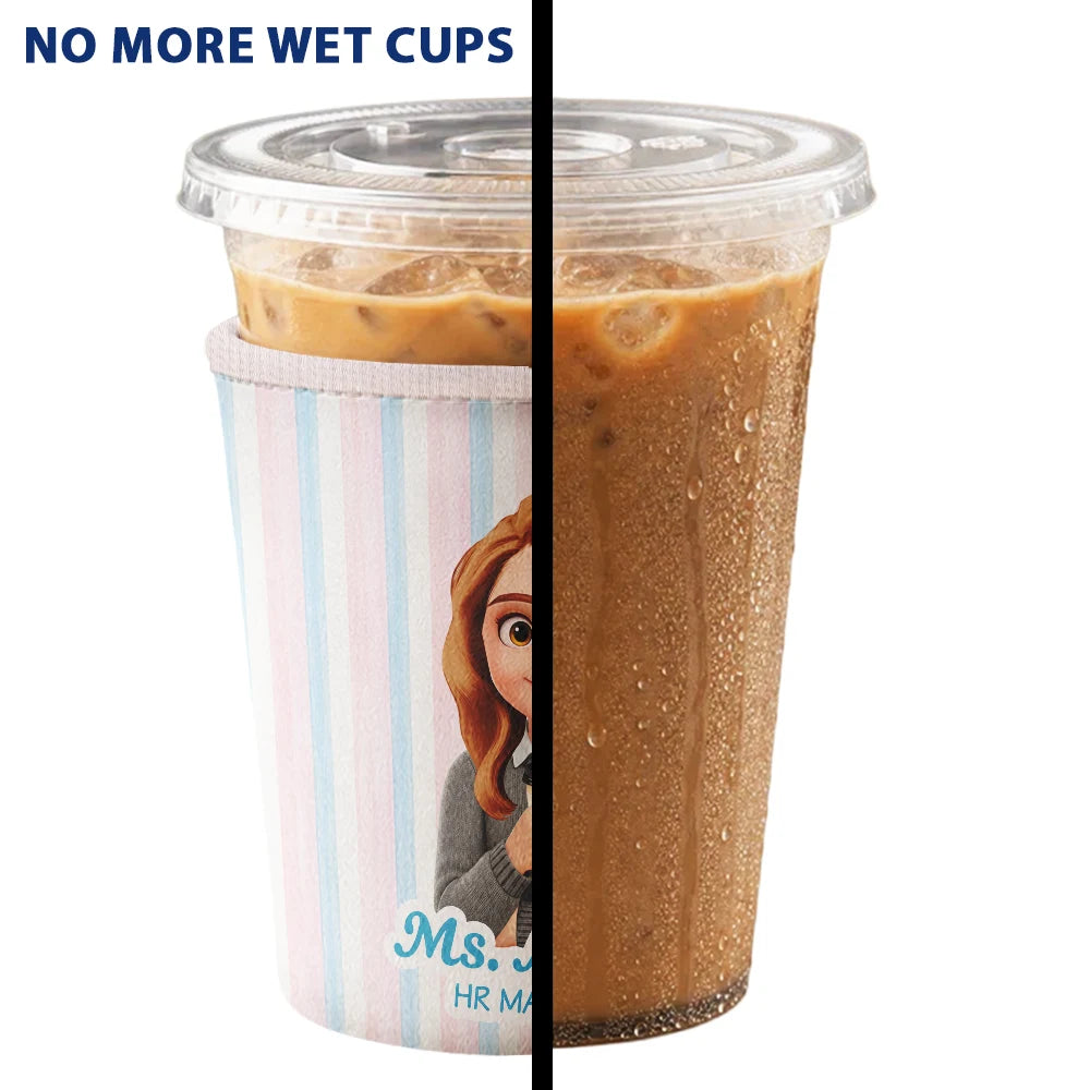 Officer,Vector,Happy - 3D Effect Coworker Boss Teacher With Name - Personalized Iced Coffee Sleeve