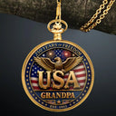 Gift For Father,Gift For Grandpa,Gift For Men,Independence Day,Happy,America 250th - 3D Effect Dad Grandpa 250 Years Of Freedom - Personalized Pocket Watch