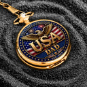 Gift For Father,Gift For Grandpa,Gift For Men,Independence Day,Happy,America 250th - 3D Effect Dad Grandpa 250 Years Of Freedom - Personalized Pocket Watch