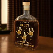 Gift For Grandpa,Gift For Father,Gift For Men,Icon,Humorous - 3D Effect Dad Papa From The Reason You Drink - Personalized Whiskey Bottle