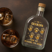 Gift For Grandpa,Gift For Father,Gift For Men,Icon,Humorous - 3D Effect Dad Papa From The Reason You Drink - Personalized Whiskey Bottle