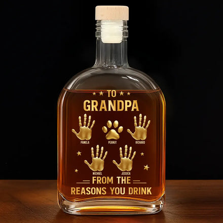 3D Effect Dad Papa From The Reason You Drink - Personalized Whiskey Bottle
