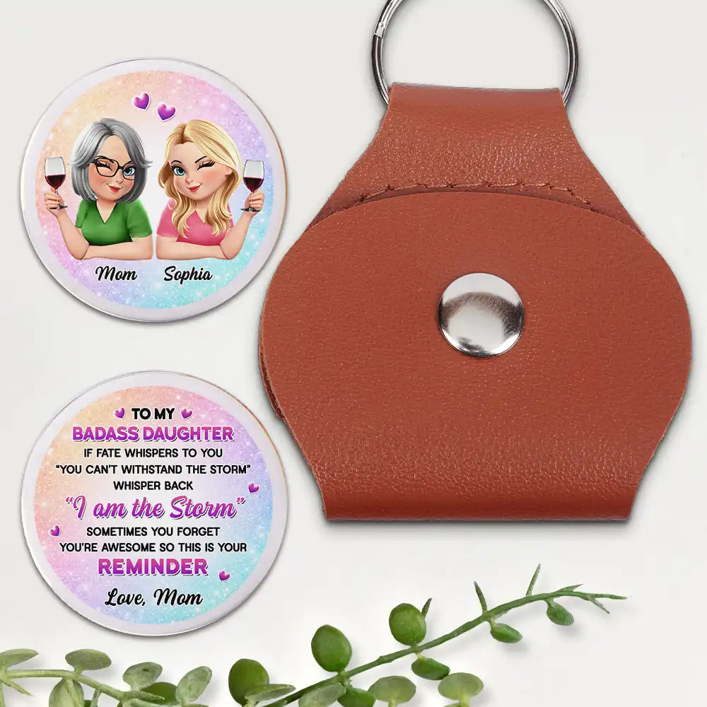 3D Effect Daughter If Fate Whispers To You - Personalized Leather Pocket Hug
