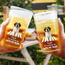 Dog Dad,Pet Lovers,Gift For Father,Top Market,Humorous,Vector - 3D Effect Dog Cat Thanks For Putting Up With My Mom - Personalized Beer Glass