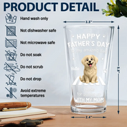 Dog Dad,Pet Lovers,Gift For Father,Top Market,Humorous,Vector - 3D Effect Dog Cat Thanks For Putting Up With My Mom - Personalized Beer Glass