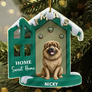 Dog Lovers,Dog Mom,Dog Dad,Dog Couple,Christmas,Happy - 3D Effect Dog Home Sweet Home - Personalized Custom Shaped Acrylic Ornament