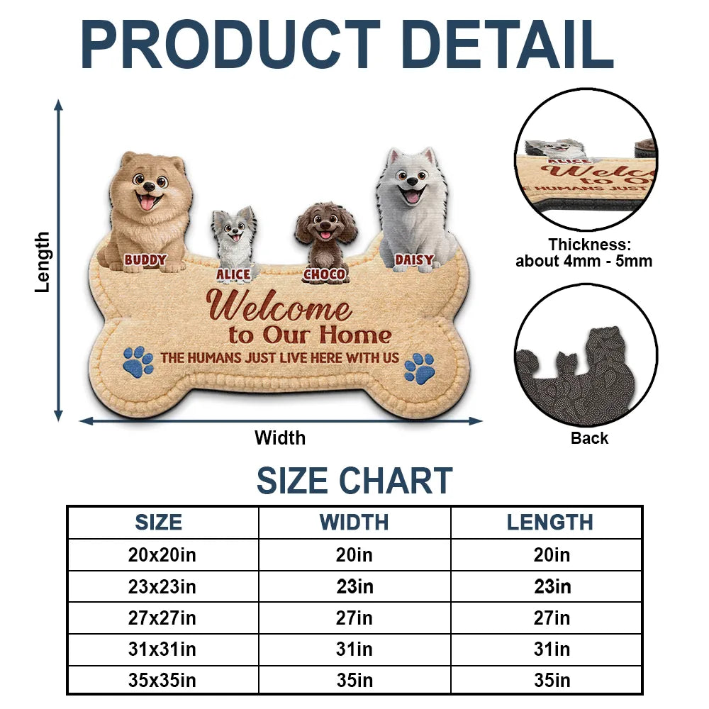 Dog Lovers,Gift For Women,Gift For Men,Happy,Top Market - 3D Effect Dogs Welcome To Our Home - Personalized Custom Shaped Doormat