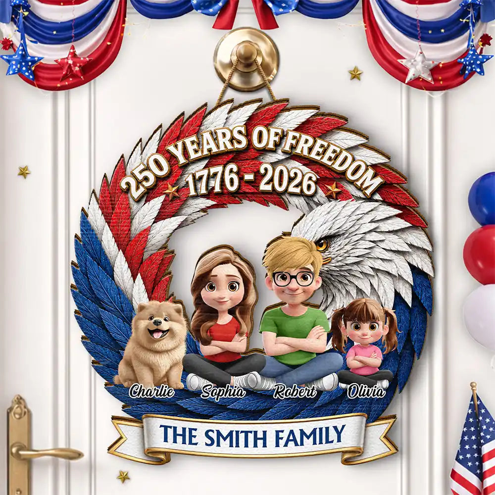 3D Effect Family 250 Years Of Freedom - Personalized Custom Shaped Wood Sign