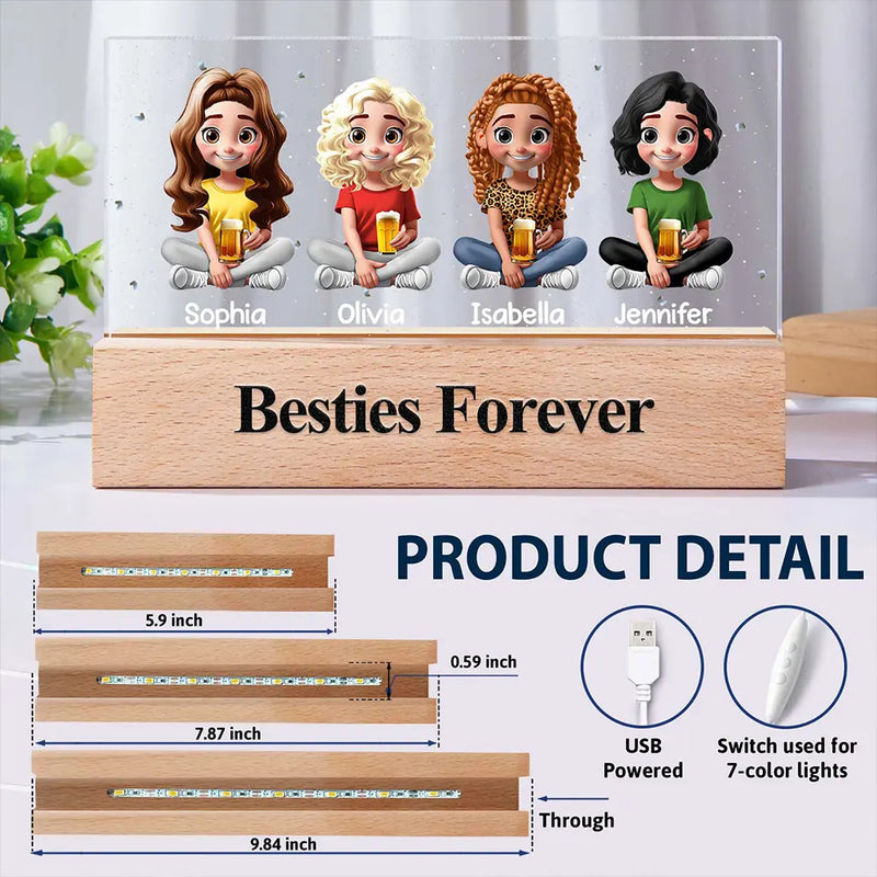 Gift For Grandparents, Gift For Sibling, Family, Parents, Pet Lovers, Happy - 3D Effect Family Couple Sibling Dog Cat - Personalized Rectangle LED Light