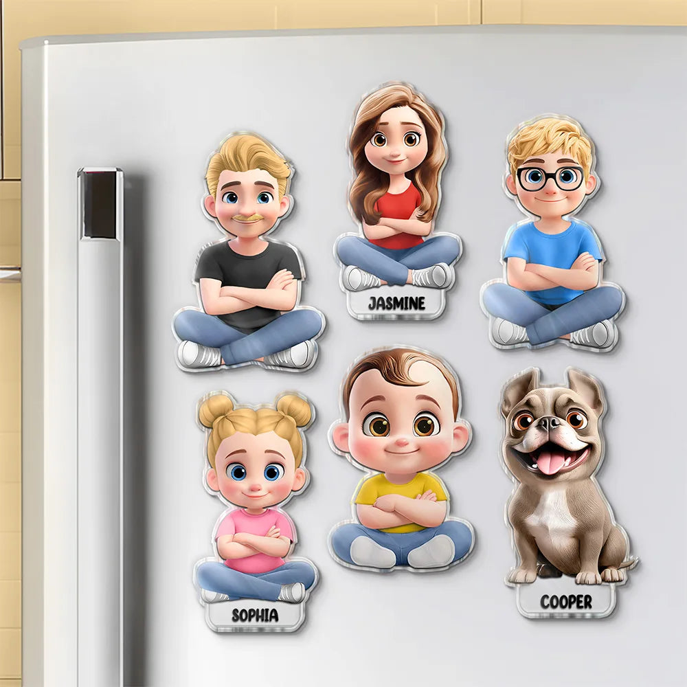 3D Effect Family Member Cross Arm - Personalized Acrylic Fridge Magnet