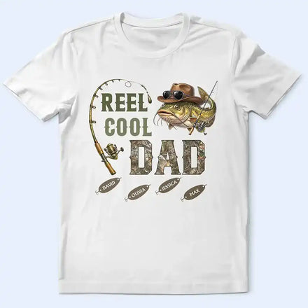 3D Effect Fisherman Reel Cool Dad Papa - Personalized T Shirt