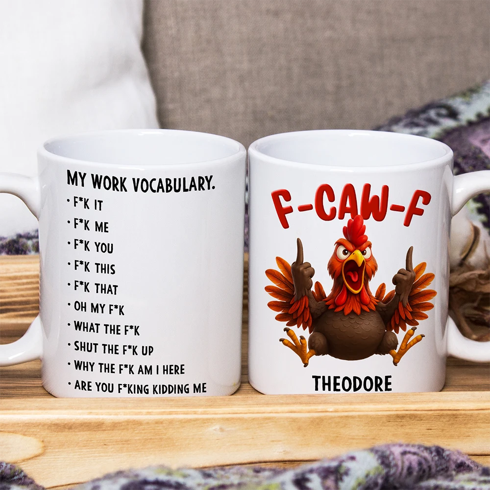 3D Effect Funny Chicken F-CAW-F My Work Vocabulary - Personalized Mug