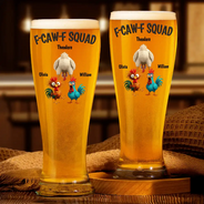 Funny,Gift For Yourself,Gift For Women,Gift For Men,Farm,Gifts For Colleagues,Gift For Bestie - 3D Effect Funny Chickens F-CAW-F Squad - Personalized Pilsner Glass