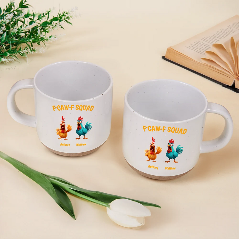 Funny, Gift For Yourself, Gift For Women, Gift For Men, Farm, Gifts For Colleagues, Gift For Bestie - 3D Effect Funny Chickens F-CAW-F Squad - Personalized Pottery Mug