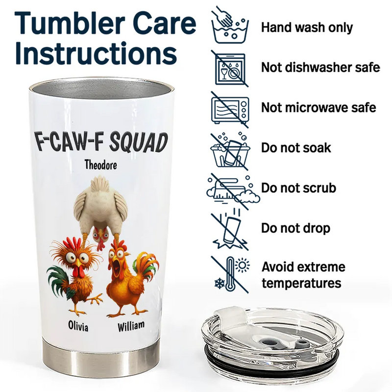 Funny,Gift For Yourself,Gift For Women,Gift For Men,Farm,Gifts For Colleagues,Gift For Bestie - 3D Effect Funny Chickens F-CAW-F Squad - Personalized Tumbler