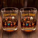 Funny,Gift For Yourself,Gift For Women,Gift For Men,Farm,Gifts For Colleagues,Gift For Bestie - 3D Effect Funny Chickens F-CAW-F Squad - Personalized Whiskey Glass