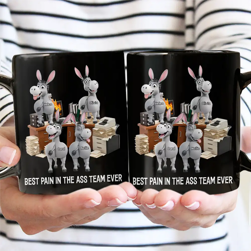Gifts For Colleagues, Funny, Gift For Women, Gift For Men - 3D Effect Funny Donkey Coworkers Best Team Ever - Personalized Mug