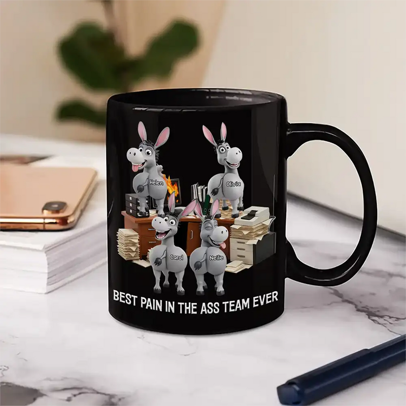 Gifts For Colleagues, Funny, Gift For Women, Gift For Men - 3D Effect Funny Donkey Coworkers Best Team Ever - Personalized Mug