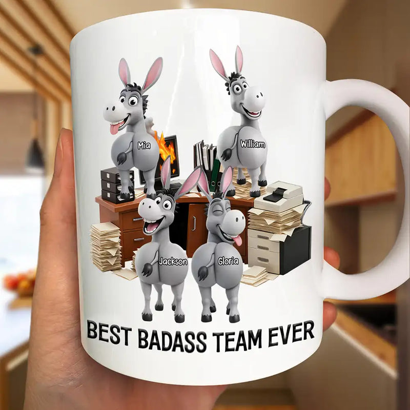Gifts For Colleagues, Funny, Gift For Women, Gift For Men - 3D Effect Funny Donkey Coworkers Best Team Ever - Personalized Mug