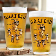 Gift For Father,Humorous,Icon - 3D Effect Goat Dad And Kids - Personalized Beer Glass
