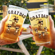 Gift For Father,Humorous,Icon - 3D Effect Goat Dad And Kids - Personalized Beer Glass