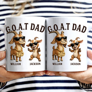 Gift For Father,Gift For Grandpa,Top Market,Non-Eng,Icon,Humorous - 3D Effect Goat Dad And Kids - Personalized Mug