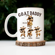 Gift For Father,Gift For Grandpa,Top Market,Non-Eng,Icon,Humorous - 3D Effect Goat Dad And Kids - Personalized Mug