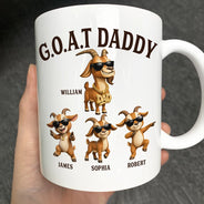 Gift For Father,Gift For Grandpa,Top Market,Non-Eng,Icon,Humorous - 3D Effect Goat Dad And Kids - Personalized Mug