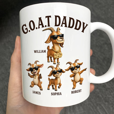 3D Effect Goat Dad And Kids - Personalized Mug