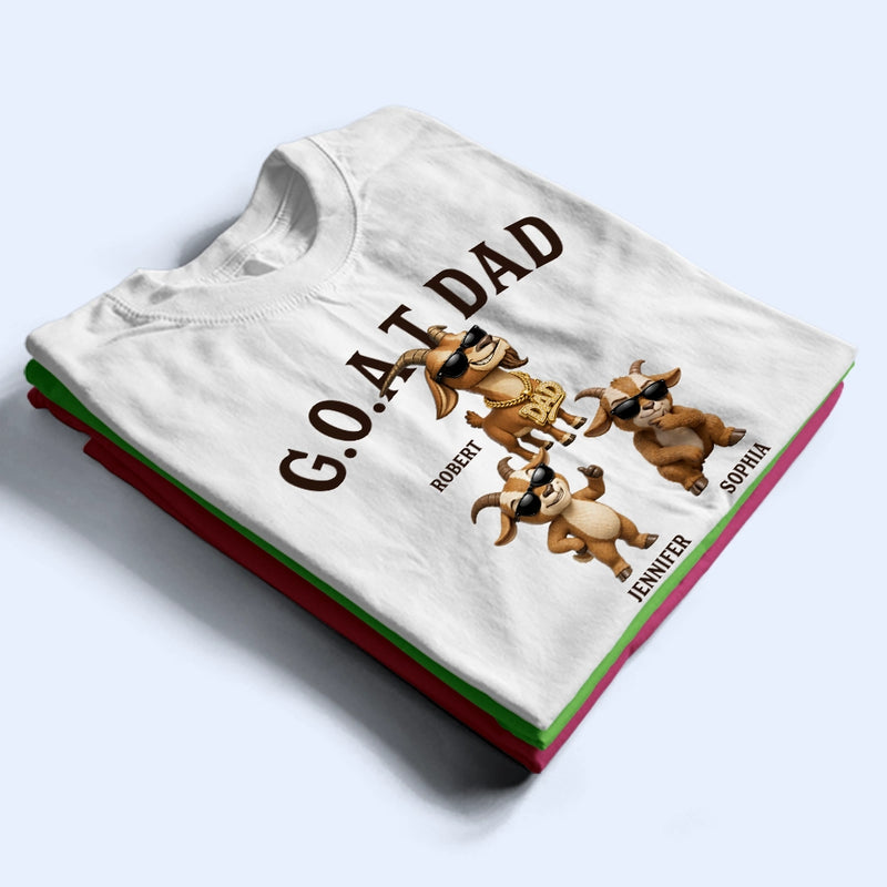 Gift For Father,Gift For Grandpa,Top Market,Non-Eng,Icon,Humorous - 3D Effect Goat Dad And Kids - Personalized T Shirt