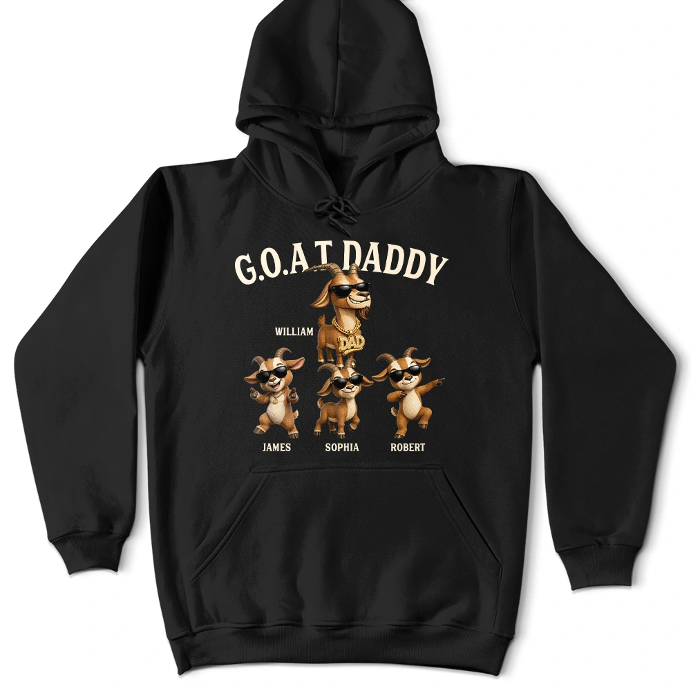 Gift For Father,Gift For Grandpa,Top Market,Non-Eng,Icon,Humorous - 3D Effect Goat Dad And Kids - Personalized T Shirt