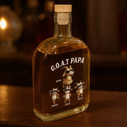 Gift For Father,Humorous,Icon - 3D Effect Goat Dad And Kids - Personalized Whiskey Bottle