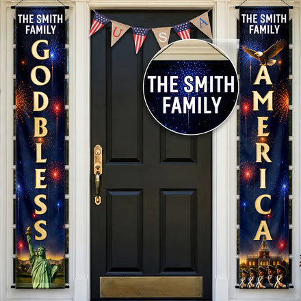 3D Effect God Bless America - Personalized Porch Banners