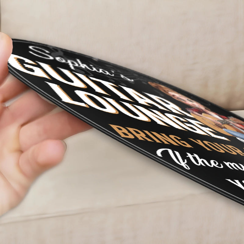 Gift For Women, Gift For Men, Gift For Yourself, Happy, Guitar - 3D Effect Guitar Player Music Lounge - Personalized Custom Shaped Metal Sign