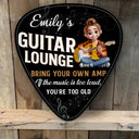 Gift For Women, Gift For Men, Gift For Yourself, Happy, Guitar - 3D Effect Guitar Player Music Lounge - Personalized Custom Shaped Metal Sign