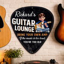 Gift For Women, Gift For Men, Gift For Yourself, Happy, Guitar - 3D Effect Guitar Player Music Lounge - Personalized Custom Shaped Metal Sign