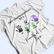 Family,New Dad,New Mom,New baby,Happy - 3D Effect Handprints Family - Personalized T Shirt
