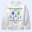 Family,New Dad,New Mom,New baby,Happy - 3D Effect Handprints Family - Personalized T Shirt