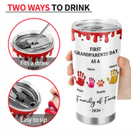 Family, New Dad, New Mom, New baby, Happy - 3D Effect Handprints Family - Personalized Tumbler