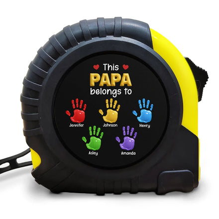 3D Effect Handprints This Papa Grandpa Belongs To - Personalized Tape Measure