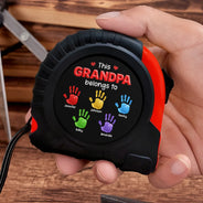 Gift For Father,Gift For Grandpa,Happy - 3D Effect Handprints This Papa Grandpa Belongs To - Personalized Tape Measure