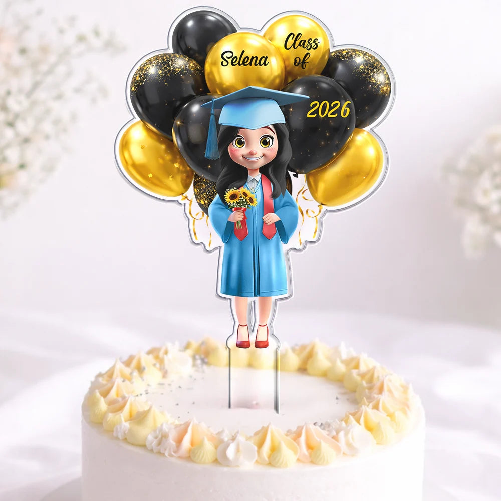 Graduation,Happy,Dad - Daughters (Adult),Gift For Daughter,Mom - Daughters (Adult),Dad - Sons,Gift For Son,Mom - Sons - 3D Effect Happy Graduation Woman Man - Personalized Acrylic Cake Topper