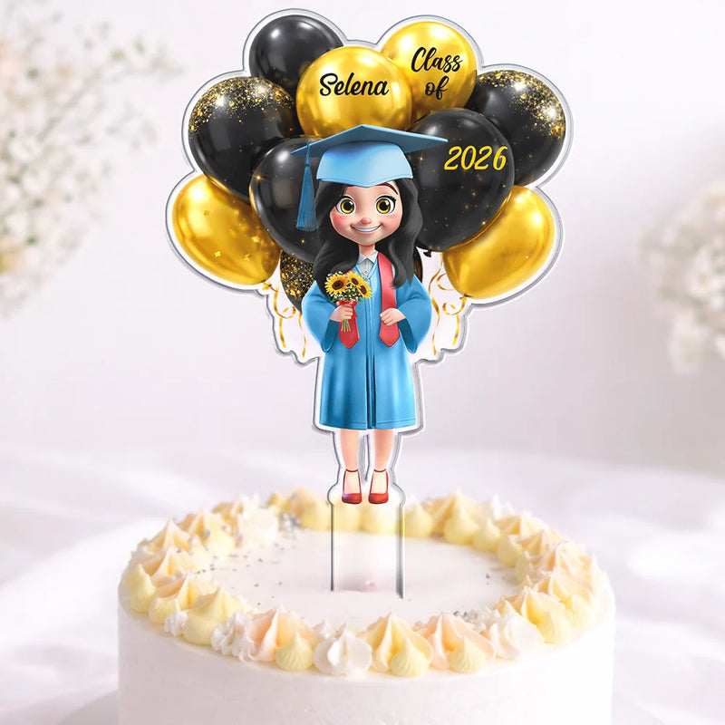 Graduation,Happy,Dad - Daughters (Adult),Gift For Daughter,Mom - Daughters (Adult),Dad - Sons,Gift For Son,Mom - Sons - 3D Effect Happy Graduation Woman Man - Personalized Acrylic Cake Topper